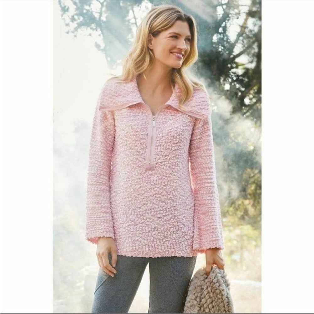 ♠️Soft Surroundings Pink Dreamy Quarter Zip Sweater Large
